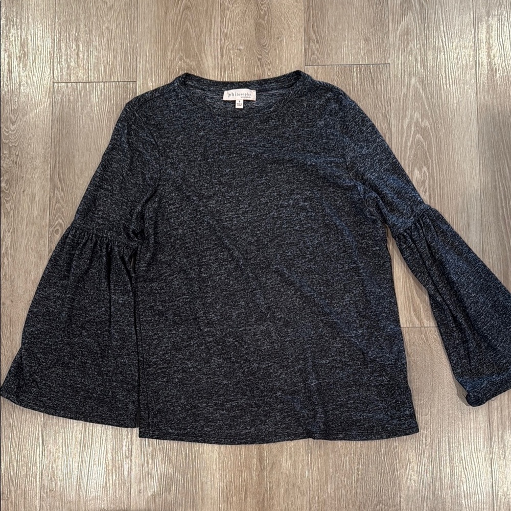 Philosophy Gray Bell Sleeve Blouse